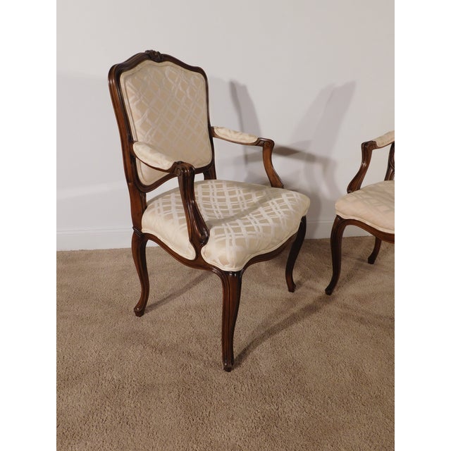Pair 1980s John Widdicomb Grand Rapids French Louis XV Walnut Arm Chairs For Sale - Image 9 of 12