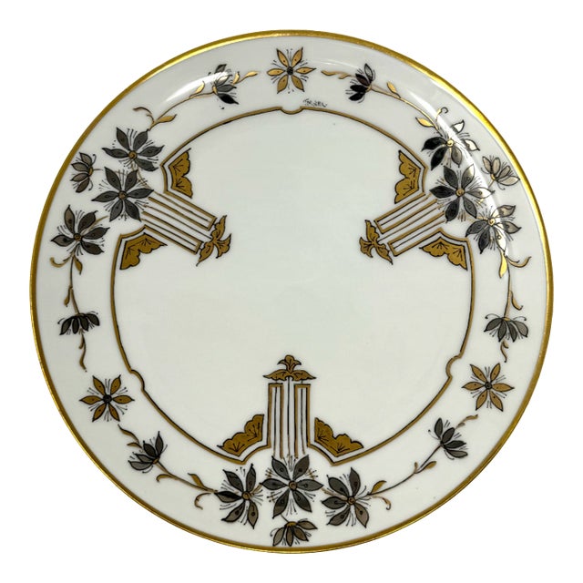 Stunning Antique Stouffer Hand Painted Art Deco Plate For Sale