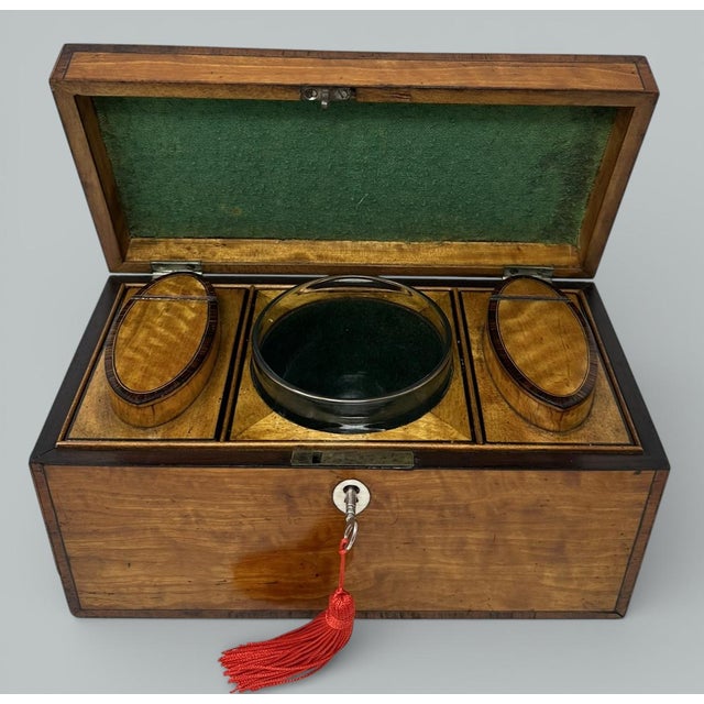Impressive English Georgian Sheraton Period Flame Grain Satinwood Double Tea Caddy of outstanding quality and workmanship...