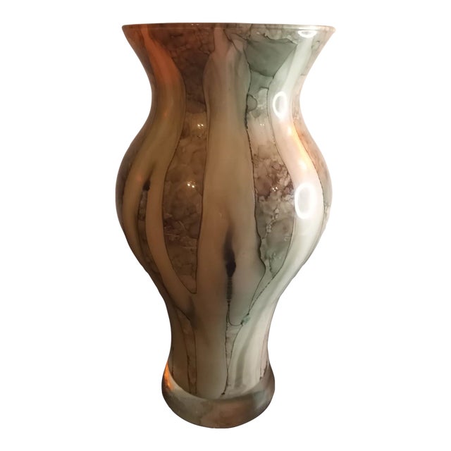 1980s Art Glass Drip Glazed Decorative Vase For Sale