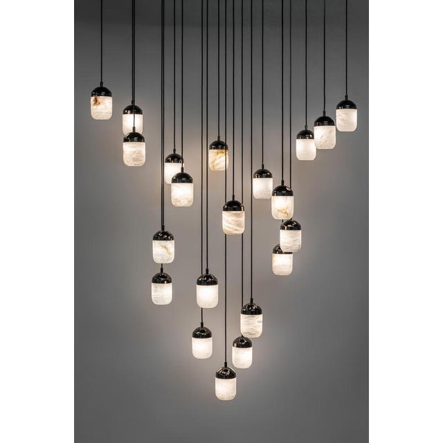 Metal Glans Pendant Lamps by United Alabaster, Set of 12 For Sale - Image 7 of 10