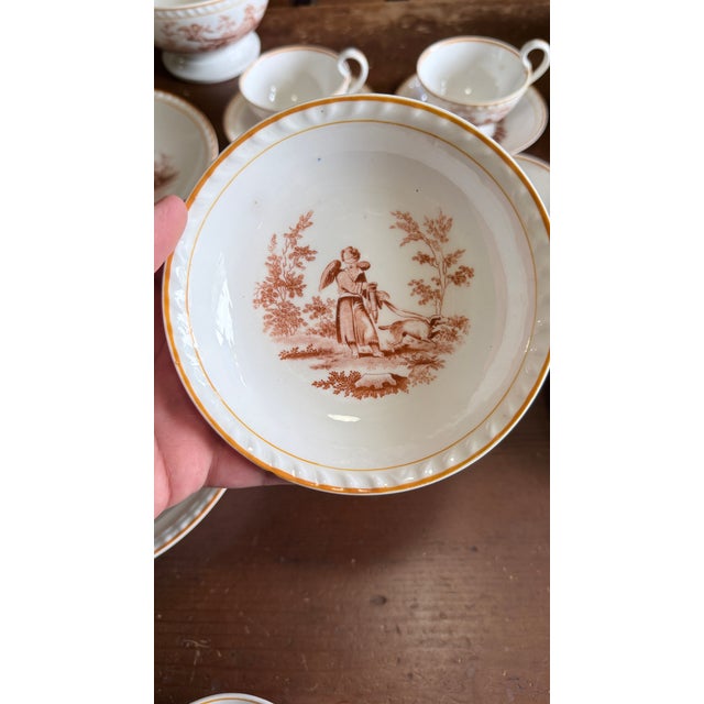 Ridgway Porcelain Rare Antique English Bone China Bat Printed Tea Service, by Ridgway, Pattern 1684/2, Circa 1830s - 22 pcs For Sale - Image 4 of 18
