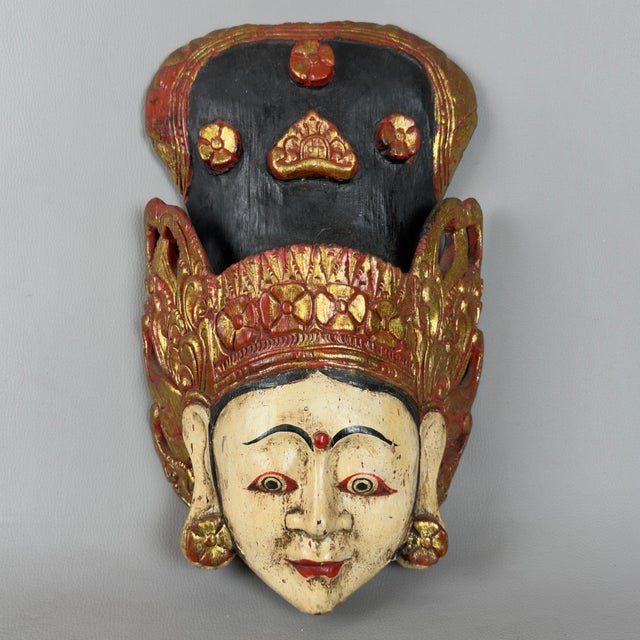 Large Vintage Sita Goddess Mask in Wood For Sale - Image 11 of 11