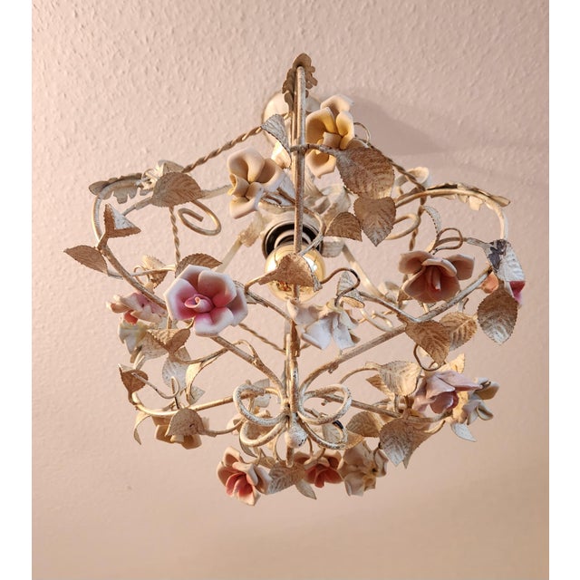 Baroque Vintage Hand-Forged Toleware Pendant Lamp, 1950s For Sale - Image 3 of 18