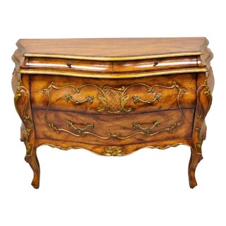 Late 20th Century Vintage French Rococo Style Italian Bombe 4 Drawer Commode Chest Dresser For Sale