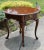 Vintage (1980's) Oval Side Table has a Queen Anne Style. The Wood is CherryWood. The Table has One Drawer w/Brass...