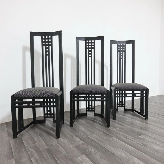 An exclusive and exceptional set of three "Tris" chairs (also known as the Tronetto model), produced by the renowned and...