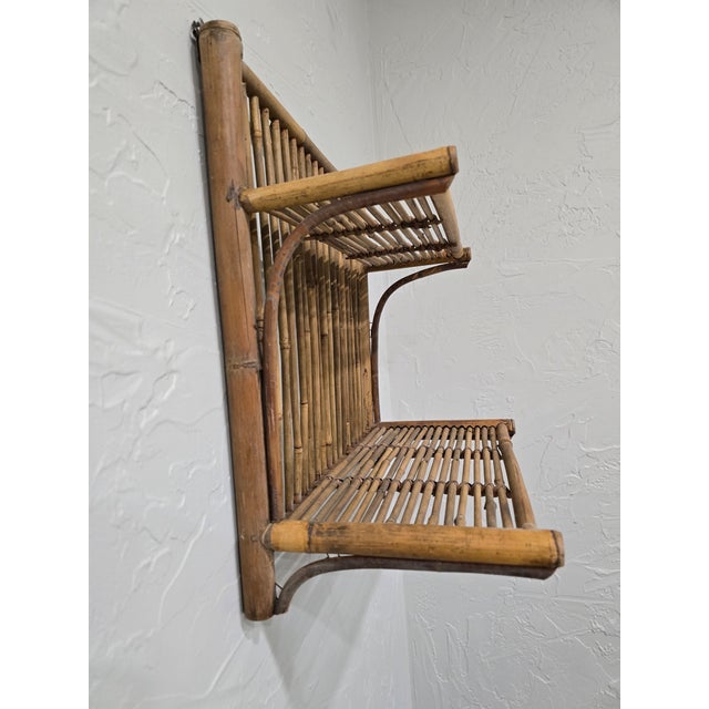 1970s Vintage 1970s Colombian Guadua Bamboo "La Amalia" Estate Hanging Wall Shelf For Sale - Image 5 of 12