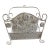 Vintage 20th Century Iron Silver Flowers Magazine Rack/Basket For Sale