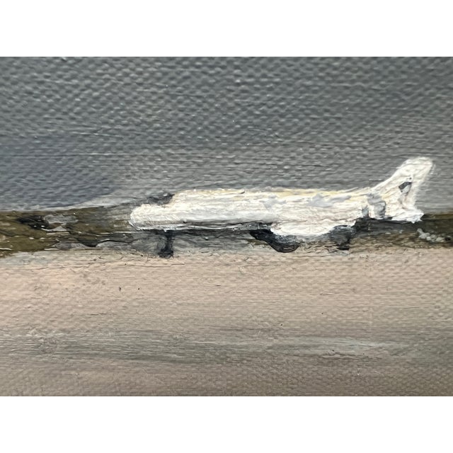 "Departure" Contemporary Cityscape Painting in Gray and Blue of Airport by Mill Valley Artist Mary Anne McKernie For Sale - Image 4 of 12