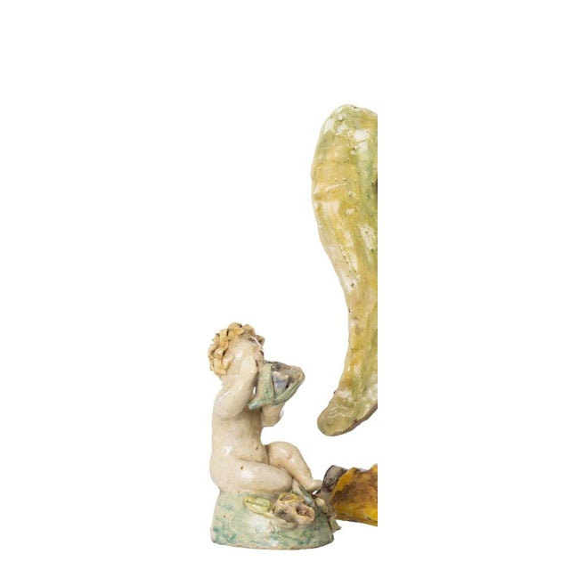 Angel Lamp and Candlesticks Boys in Earthenware by Maria Luísa Fragoso, Set of 3 For Sale - Image 5 of 8