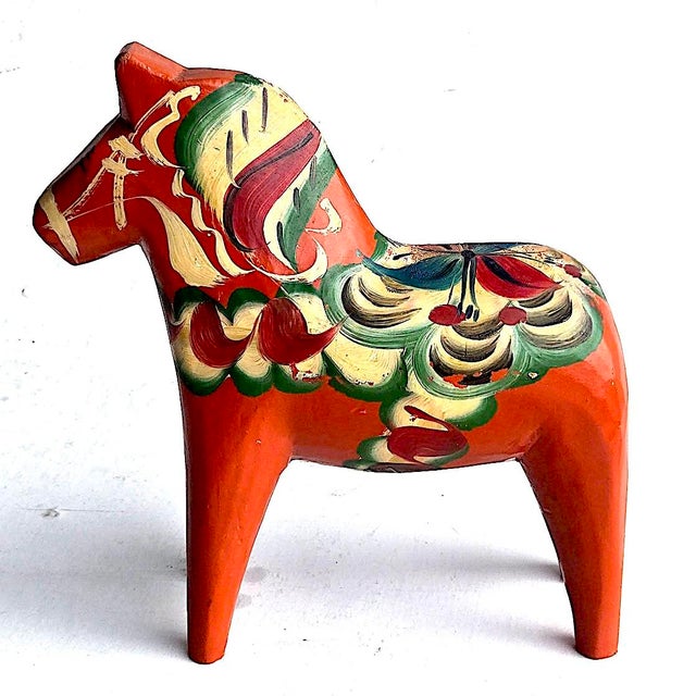Vintage Swedish Folk Art Wood Dalah Horse For Sale - Image 10 of 13