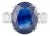 8.55 Carat Blue Sapphire and Diamond Three Stone 18k Gold Ring Size 7 For Sale