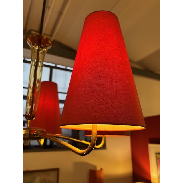 Toller Mid-Century Luster 5-armig, Brass/Glass H: 130 cm DM: 60 cm European Plug (up to 250V).The wiring of this item may...