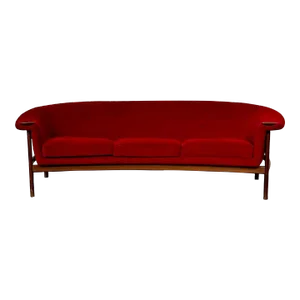 Curved Danish Mid-Century Modern Three Seater Sofa by Johannes Andersen, Walnut