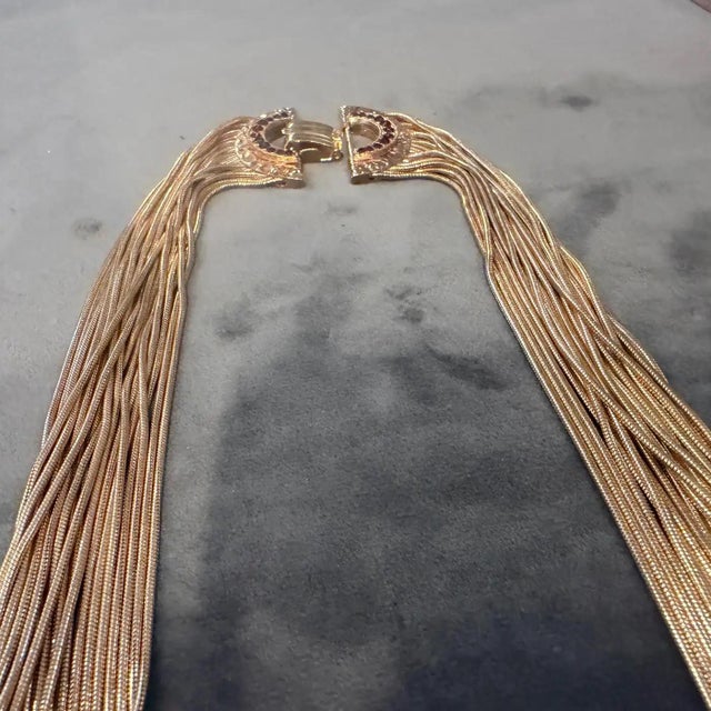 2010s High Quality Costume Jewelry Gilt Metal Italian Multi-Strand Necklace For Sale - Image 17 of 17