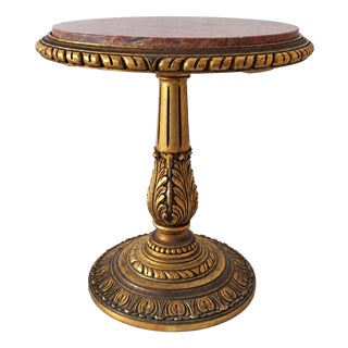 Louis XVI Neoclassical Italian Gueridón in Wood and Marble, 1950s For Sale