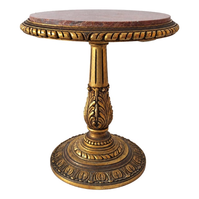 Louis XVI Neoclassical Italian Gueridón in Wood and Marble, 1950s For Sale
