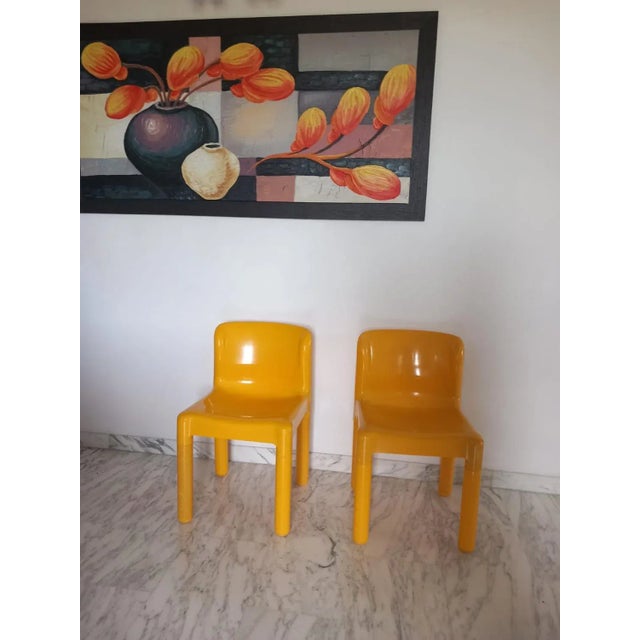 Yellow Yellow 4865 Chairs by Carlo Bartoli for Kartell, 1970s, Set of 2 For Sale - Image 8 of 18