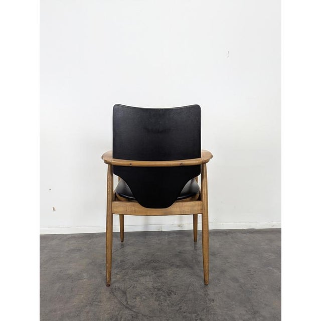Scandinavian Leather & Teak Armchair For Sale - Image 4 of 5