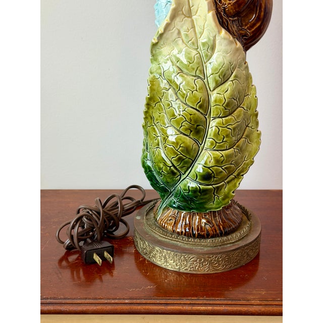 Mid 20th Century Majolica Style Botanical Table Lamp For Sale - Image 5 of 13