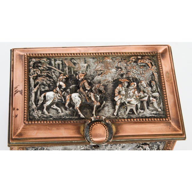 Antique French Silvered and Gilted Copper Jewellery Casket Box from AB Paris For Sale - Image 6 of 18