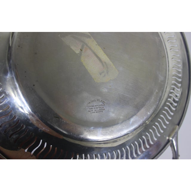 Silver Vintage Small Silver Plated Tray Trinket Dish With Pierced Detail and Handles For Sale - Image 8 of 9