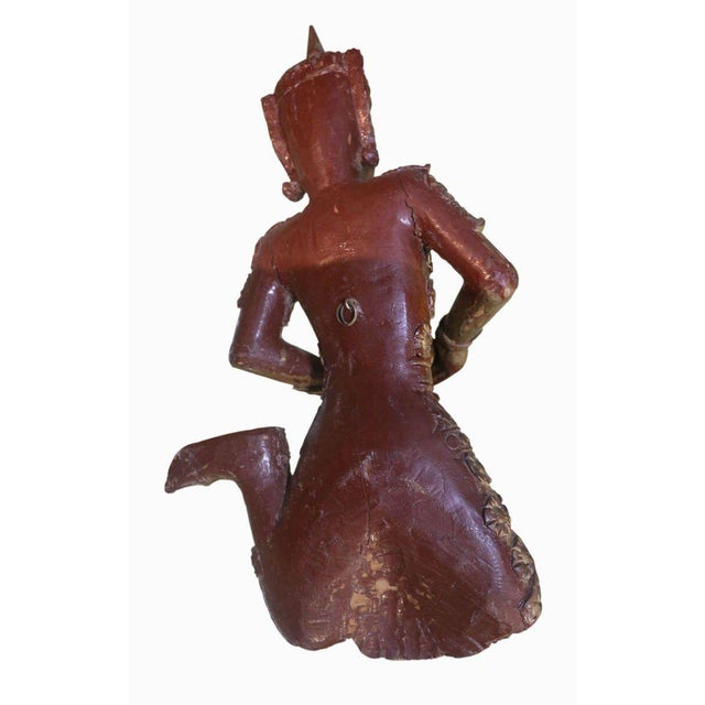 19th Century 19th century. Teak Carved Large Gilt Siamese Figures with Provenance - a Pair For Sale - Image 5 of 8