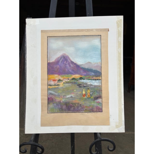 Mid 20th C. Original Artisan Pastel on Paper - Patagonia From the Valley For Sale - Image 9 of 10