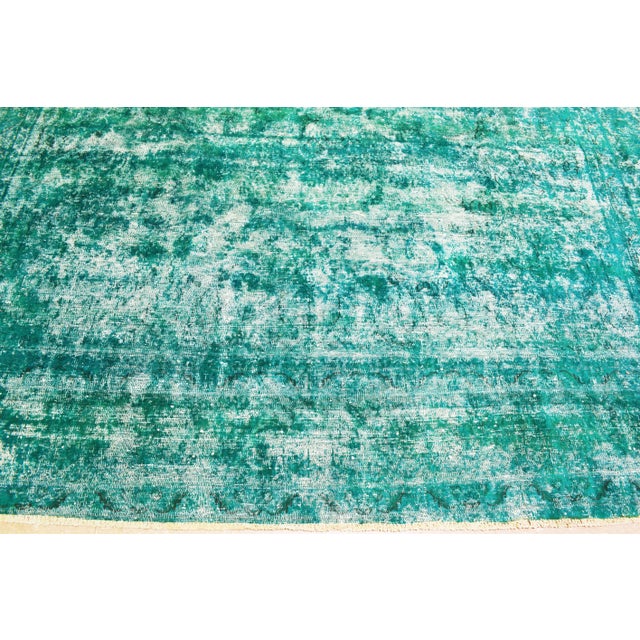 Vintage Fine Hand Knotted Organic Wool Overdyed Rug,9'X12'2" For Sale - Image 4 of 7