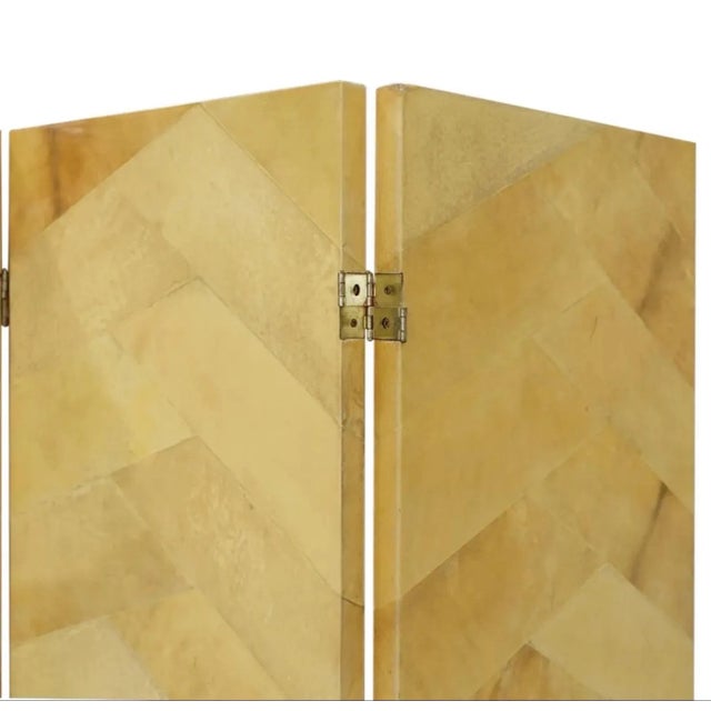 Mid-Century Modern Ron Seff Goatskin Lacquered Screen or Room Divider For Sale - Image 3 of 4