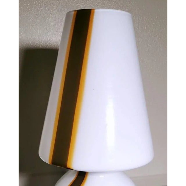 Glass Carlo Moretti Style Space Age Lamp From Murano in Opaline Glass and Marble Base For Sale - Image 7 of 13