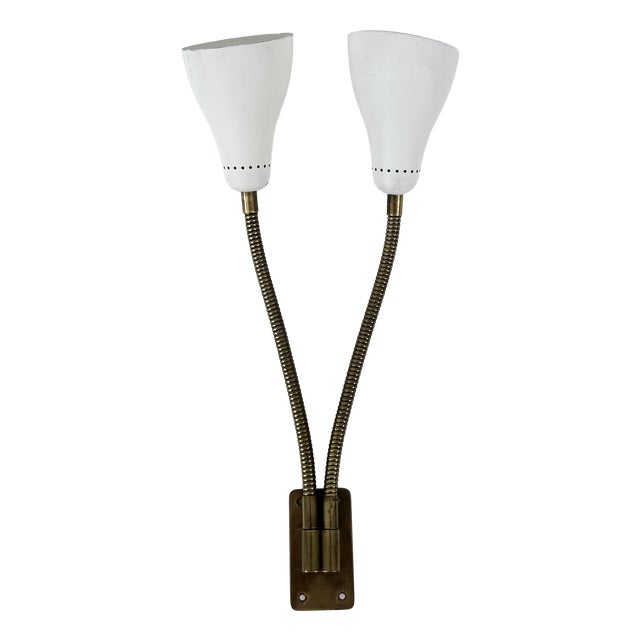 Mid-Century Modern Gooseneck Wall Lamp, Italy, 1950s For Sale