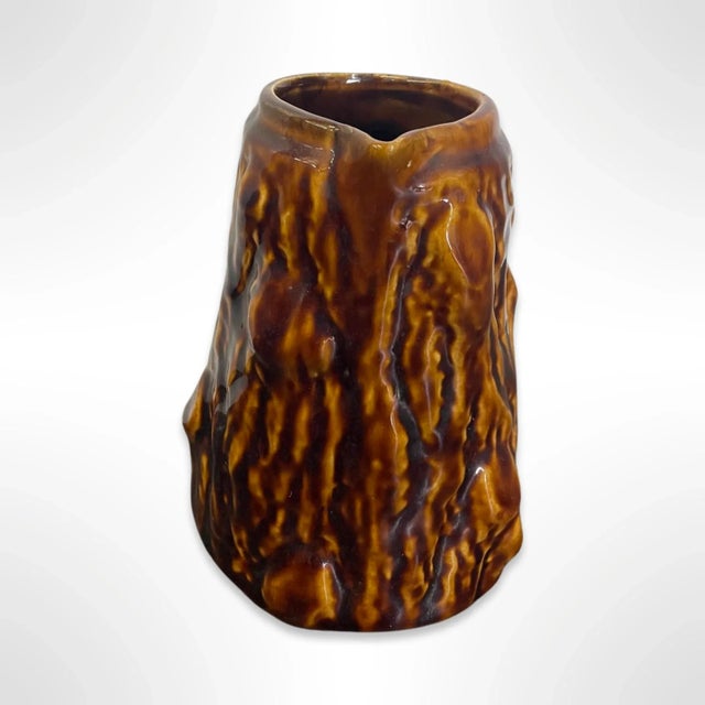 American Antique Rustic Tree Trunk Ceramic Pitcher For Sale - Image 3 of 5