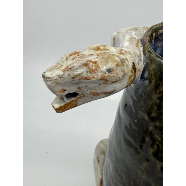 1990s Snake Relief Art Pottery Vessel Signed For Sale - Image 11 of 12