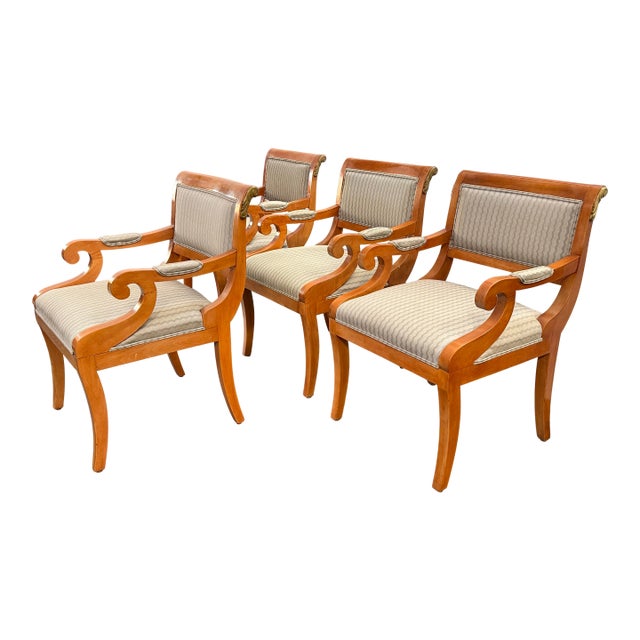 Neoclassical Influenced Vintage Armchairs, Set of Four For Sale