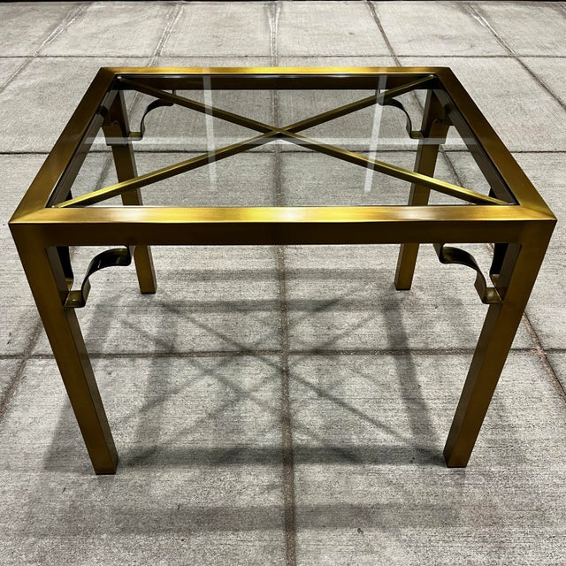 1970s Mastercraft Chinese Chippendale Brass End Table With Fretwork For Sale - Image 5 of 12