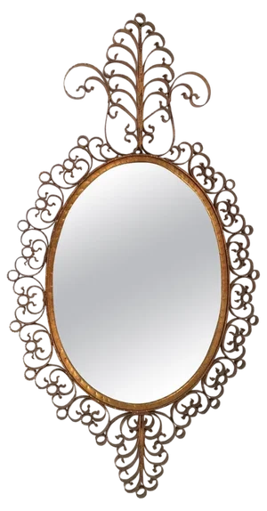 Hammered Wrought Iron Gilded Mirror in the style of Pierluigi Colli, Italy, 1950