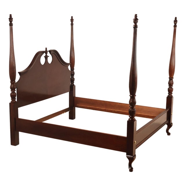 Thomasville Collectors Cherry Chippendale Style King Poster Bed For Sale
