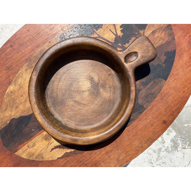 Vintage Wood Round Serving Tray Platter, France, 1960s For Sale - Image 3 of 8