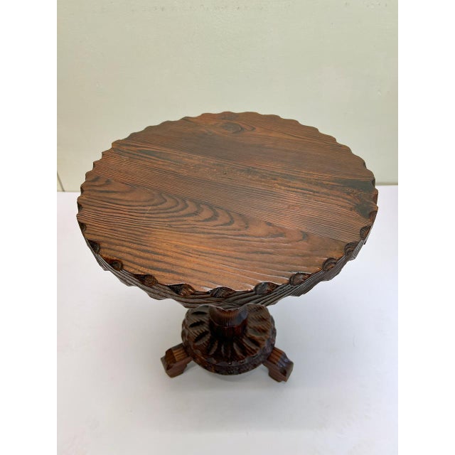 Spanish Colonial Carved Wooden Side Table, 1950s For Sale - Image 4 of 13