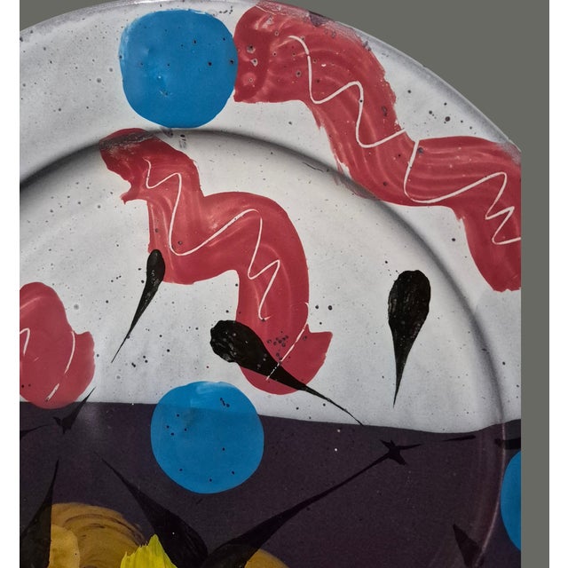 Late 20th Century Vintage Vermont Dan Lasser Mid-Century Modern Abstract Expressionism Large Platter 15'' For Sale - Image 5 of 12