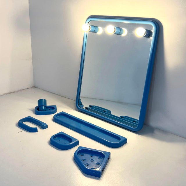 Blue Yellow Bathroom Set from Gedy, 1970s, Set of 6 For Sale - Image 8 of 8