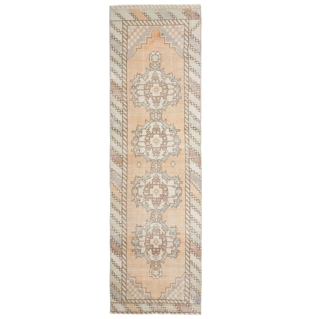 Vintage Turkish Oushak Handmade Wool Cotton Orange Runner For Sale - Image 11 of 11