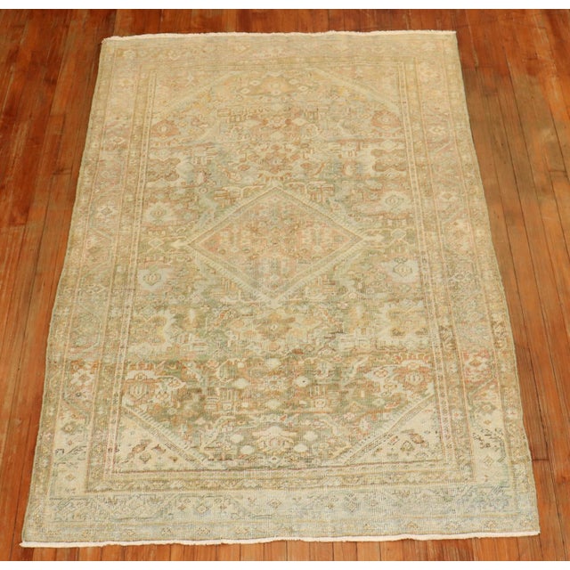 Early 20th Century Pastel Shabby Chic Persian Mahal Rug - 4'4" x 6'7" For Sale - Image 4 of 7