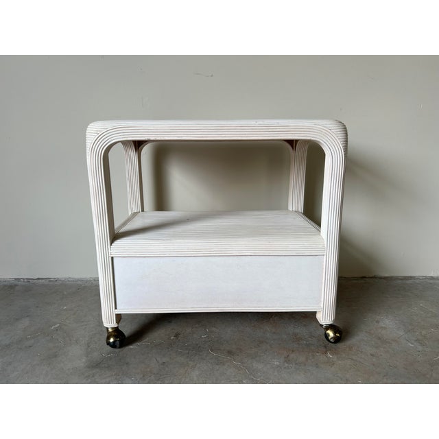 Palm Beach Pencil Reed Rattan Rolling Tv Cart / Nightstand Chairish