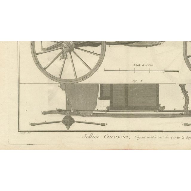 Cream French Coach & Carriage Engineering After Lucotte, 1771 For Sale - Image 8 of 11