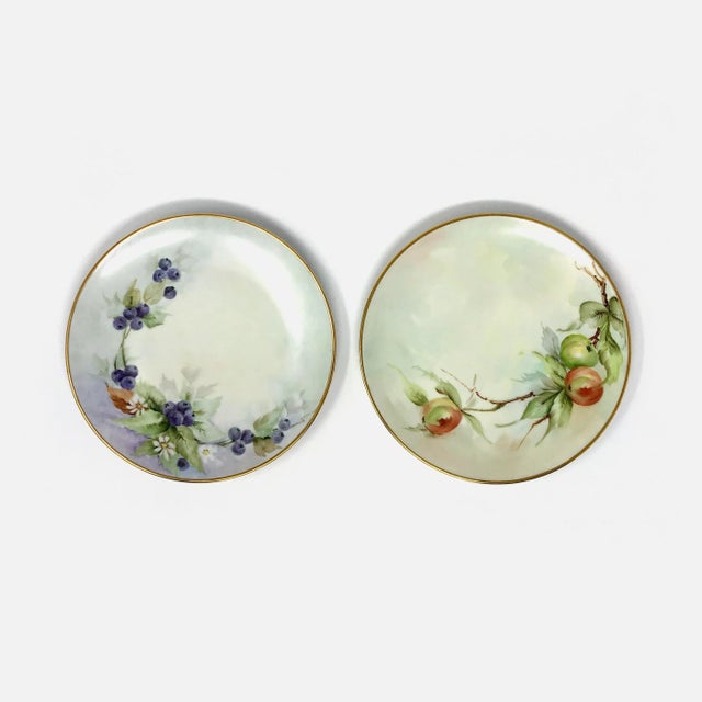 White Mid 20th Century Hand Painted Porcelain Plates- Set of 12 For Sale - Image 8 of 9