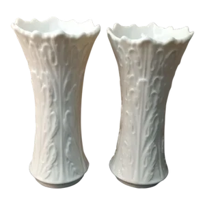 1980s Pair of Lenox Usa Bark Pattern Bud Vases