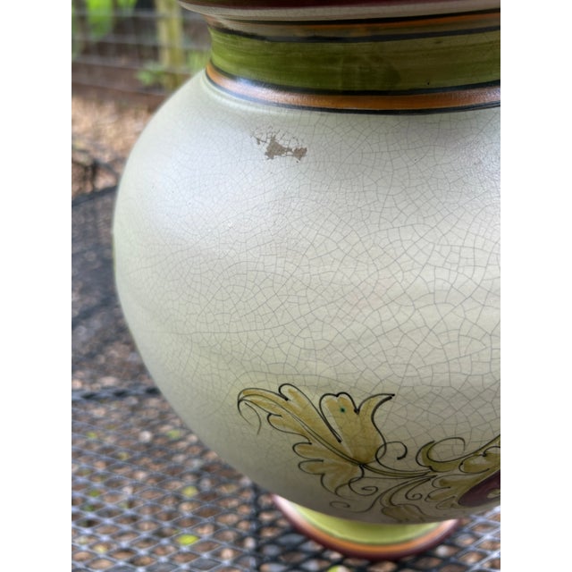 Ceramic Calabrian Italian Ceramic Lidded Urn With Cherub For Sale - Image 7 of 12